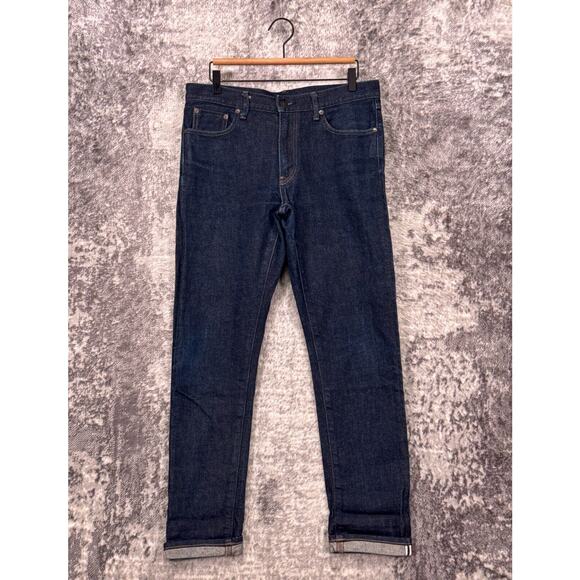 Uniqlo Jeans 32 x 31 Mens Slim Straight Kaihara Raw Selvedge Denim - Picture 1 of 9